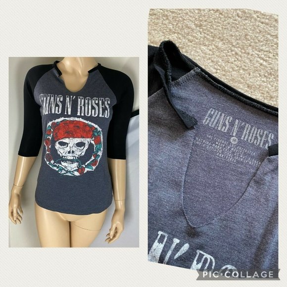Guns N' Roses Juniors M Skull Graphic Raglan Tee - Picture 12 of 12